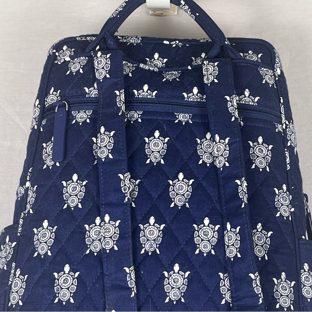Vera Bradley Sea Turtle Medium Backpack Blue White Quilted 12x9 Nautical Preppy - Picture 6 of 12